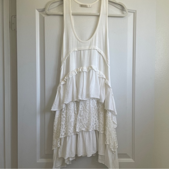 M. Frederic White Layered Ruffle Lace Dress, Size Small - Picture 5 of 9